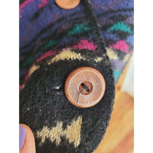 Common Threads 100% Wool Southwestern Button Vest LARGE Cottagecore Grandmacore - Picture 5 of 8